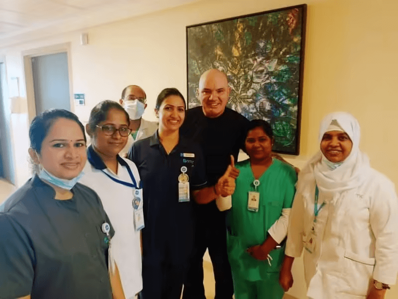 Polish 'fighter' walks out of Sharjah hospital after breaking neck on cruise ship